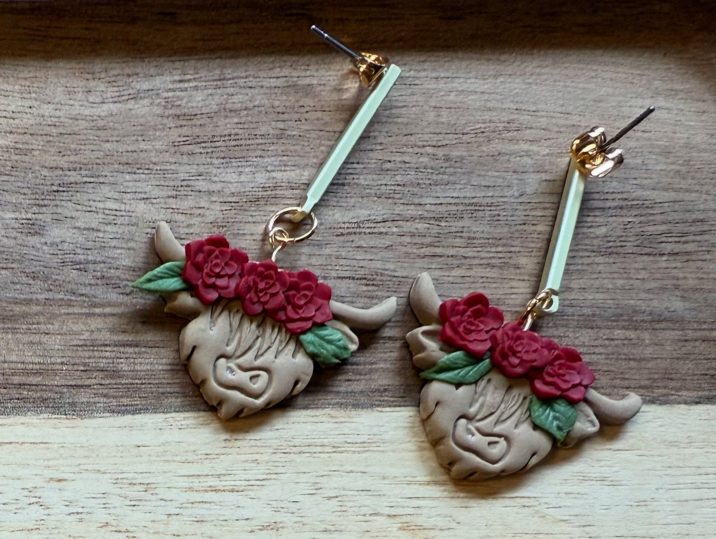 Highland Cows with Red Flower Crown