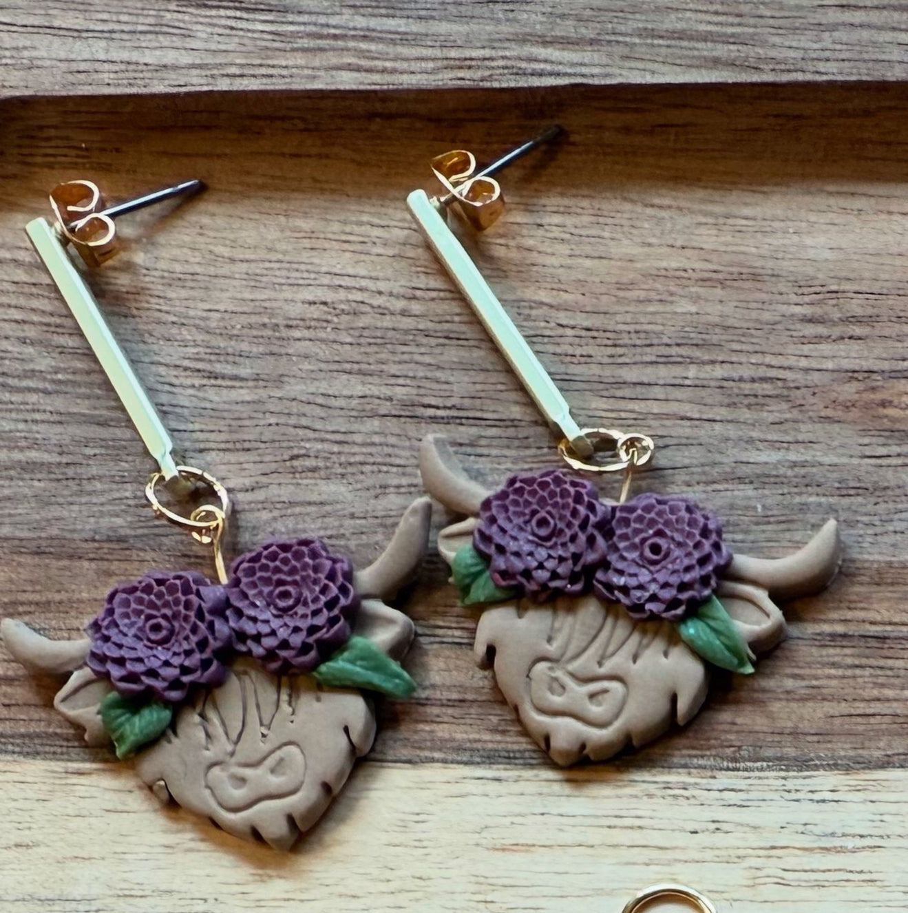 Highland Cows with Purple Flower Crown