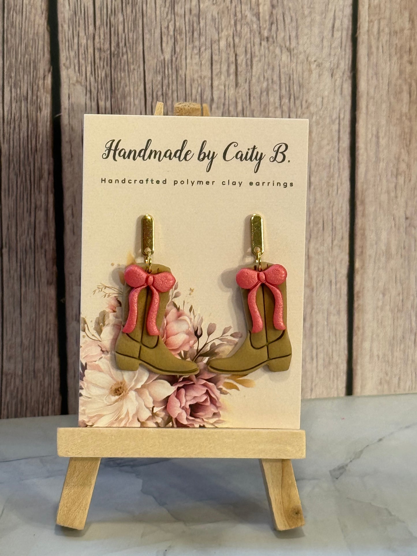 Boots with Pink Bows and Gold Tops