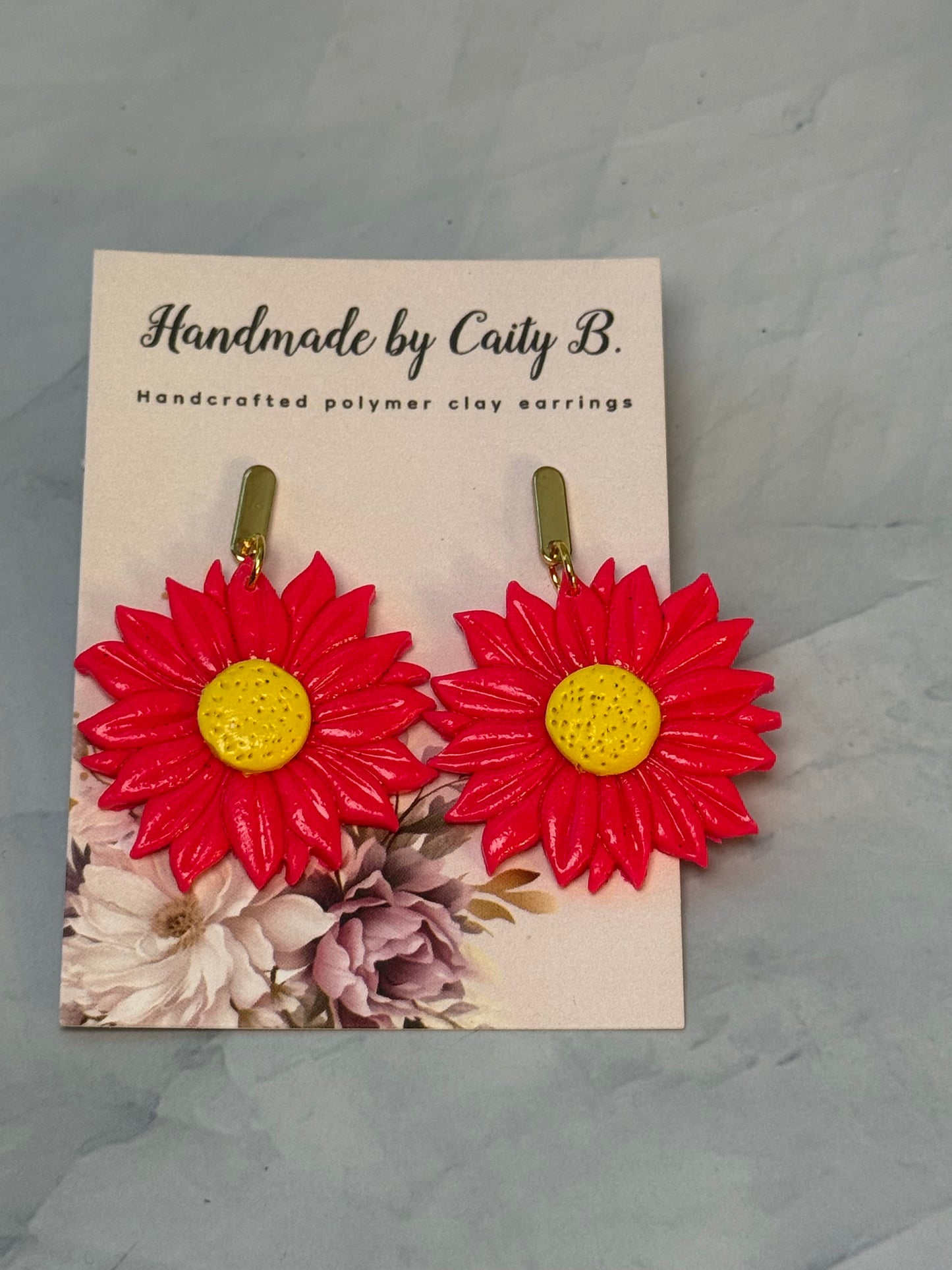 Hot Pink Floral Dangles