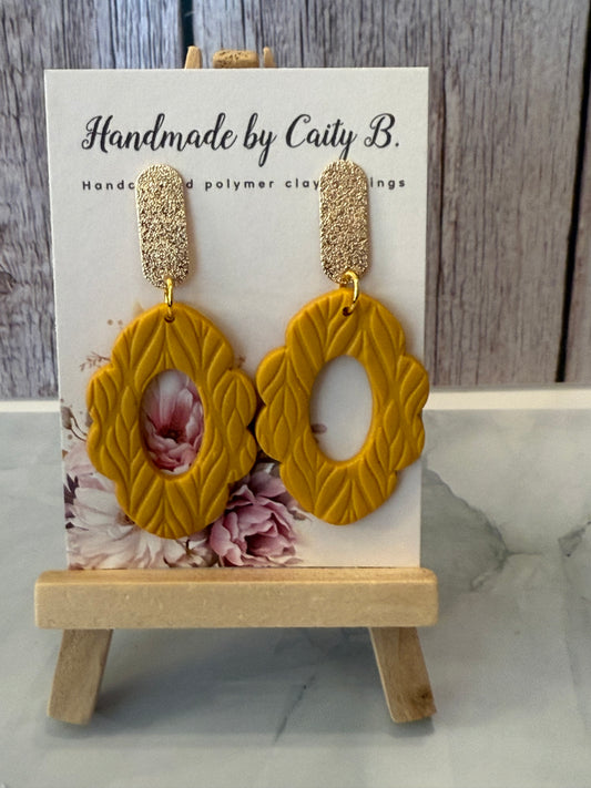 textured golden scalloped oval dangles