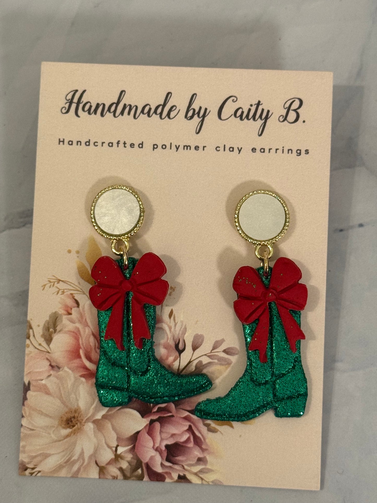 Christmas Boots with Pearl Shimmer Tops