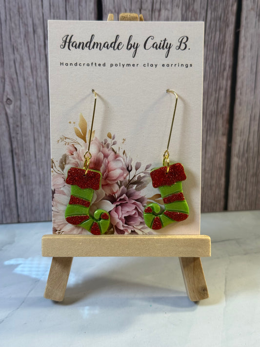 green and red glitter stockings