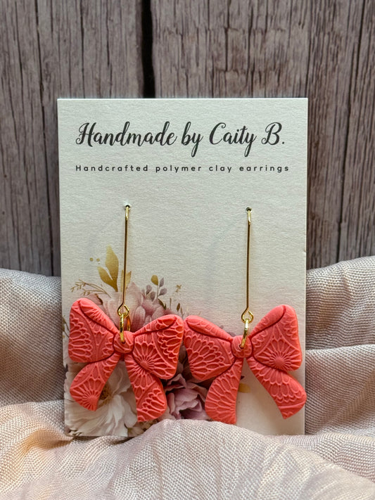 bow drop dangles with pattern