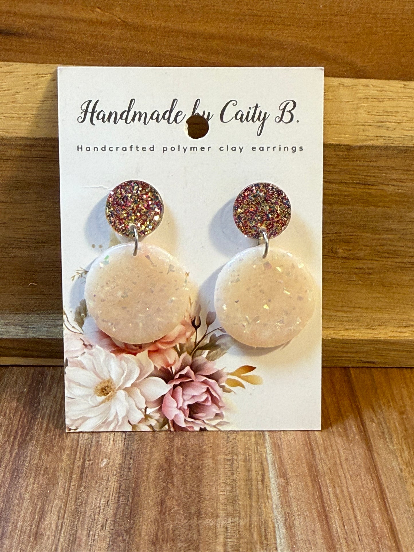 Opal circles with confetti stud tops