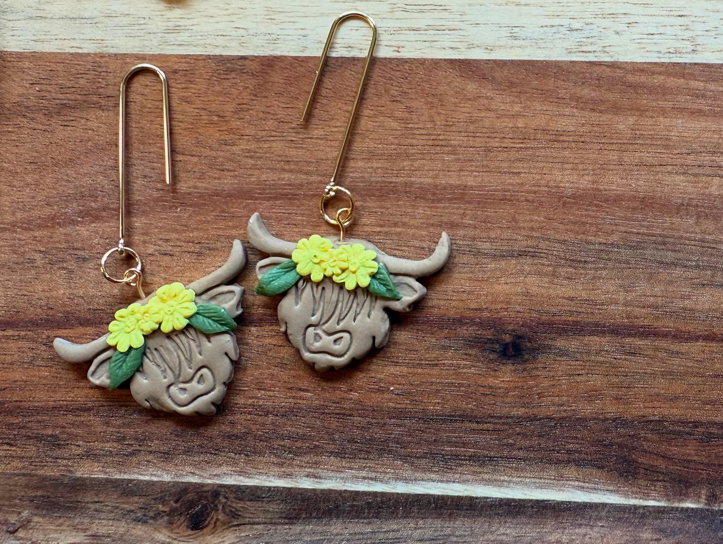 Highland Cows with Yellow Flower Crown