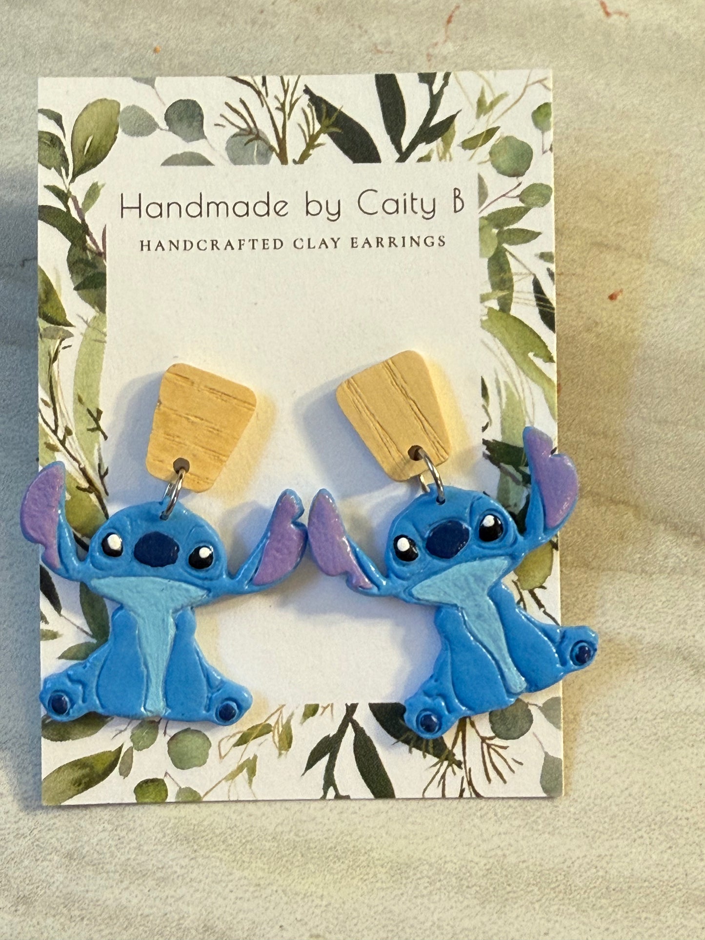 Stitch Inspired Dangles with wooden top
