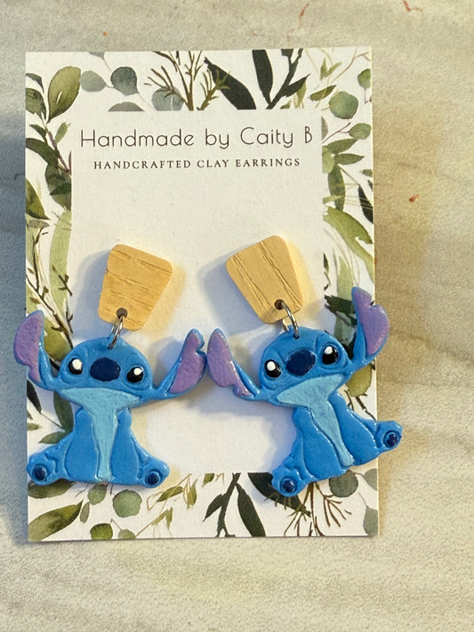 Stitch Inspired Dangles with wooden top