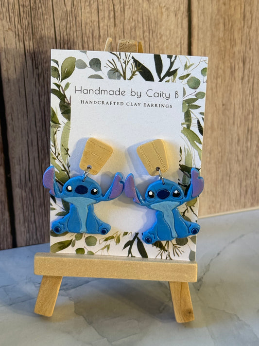 Stitch Inspired Dangles with wooden top
