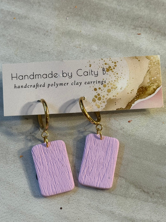 Lavender textured gold dangles