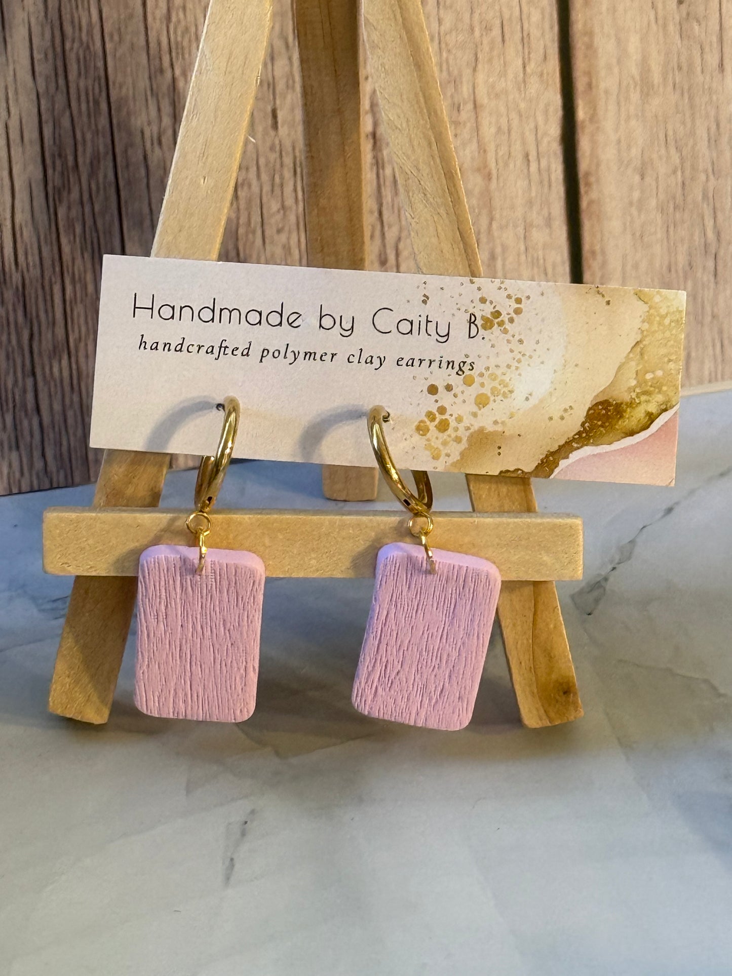 Lavender textured gold dangles