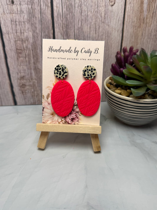 Pink Textured Oval Dangles