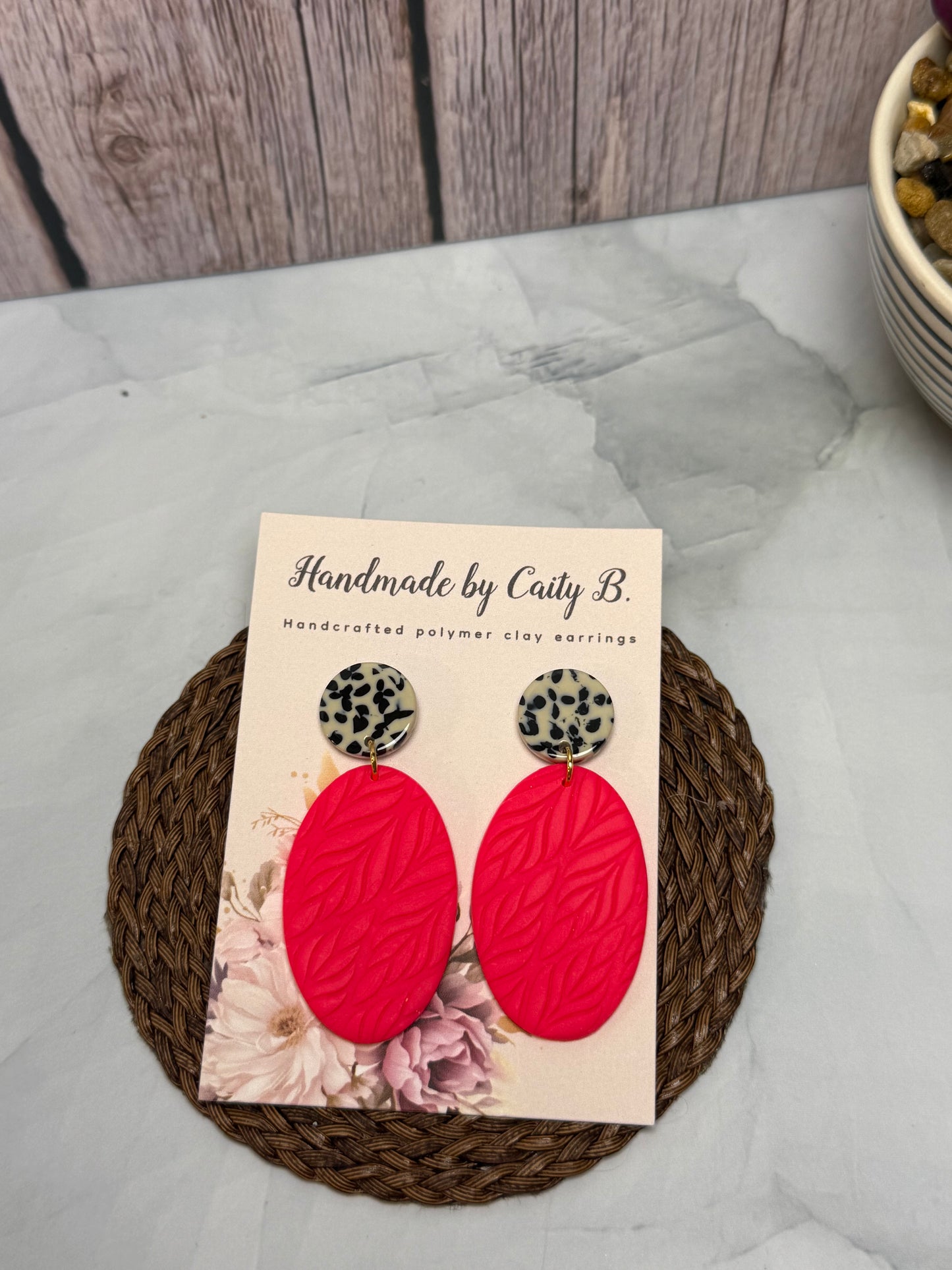 Pink Textured Oval Dangles