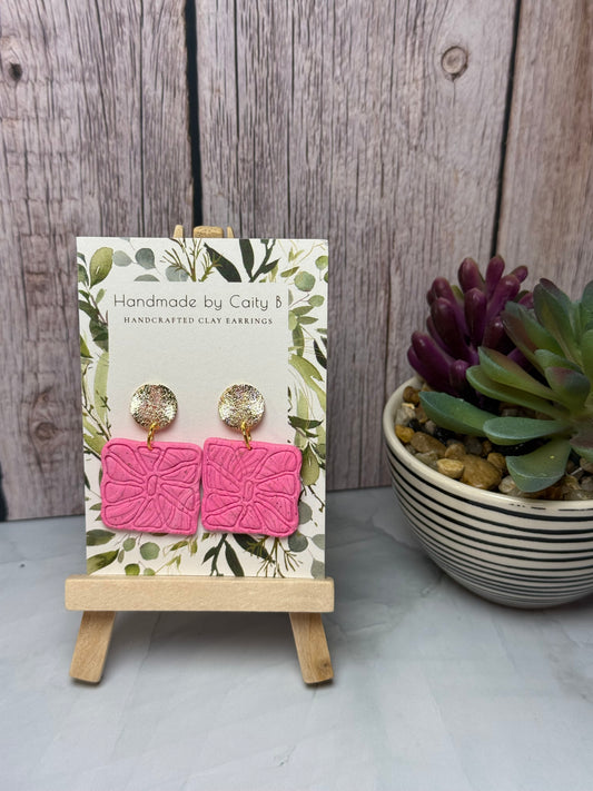 Pink Floral with Gold Tops