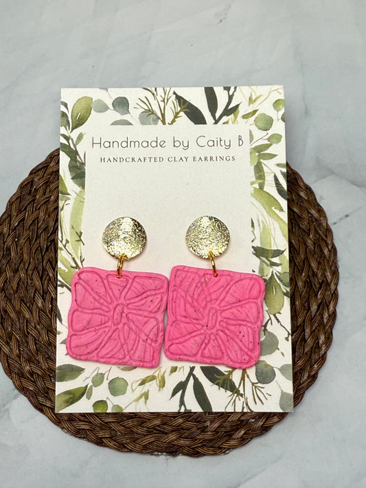 Pink Floral with Gold Tops