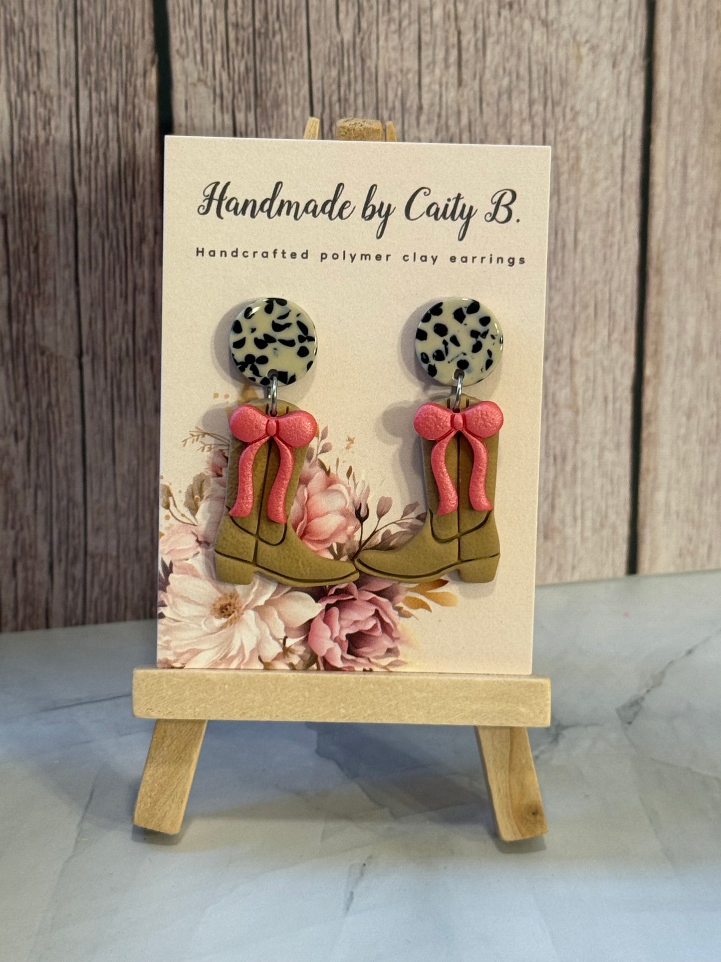 Boots with Pink Dangles and Circle Tops