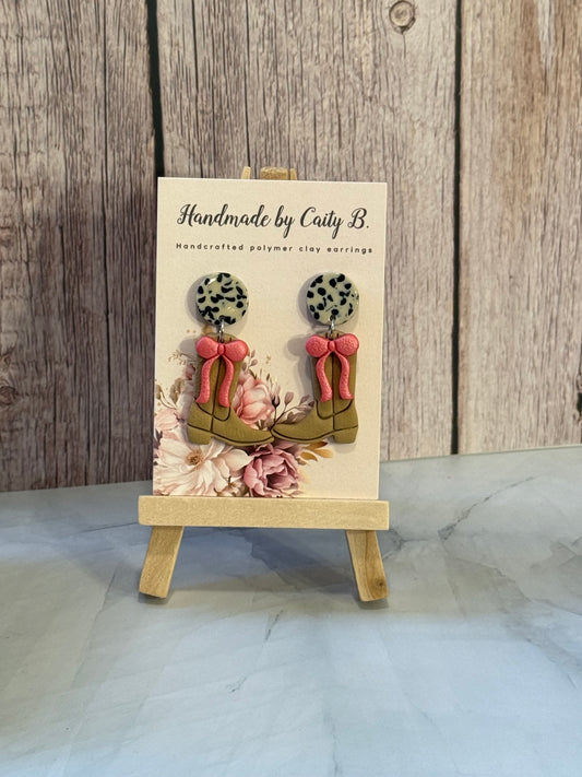 Boots with Pink Dangles and Circle Tops