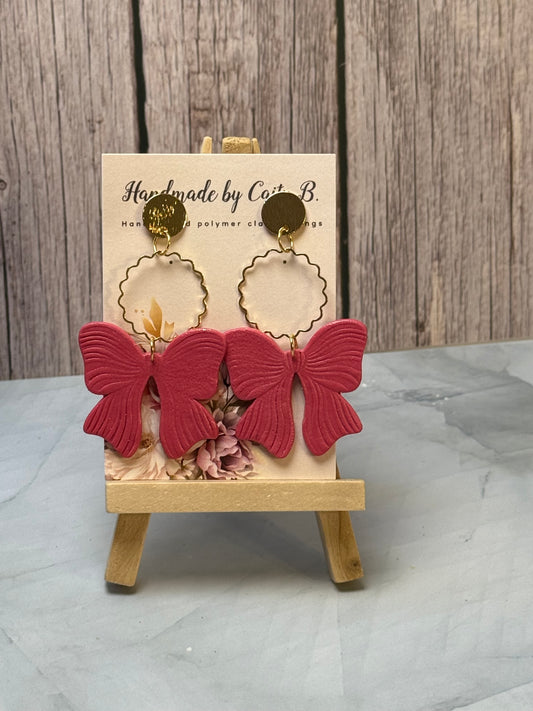Pink Bow Dangles
