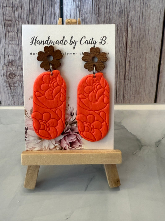 floral pattern with wooden floral tops