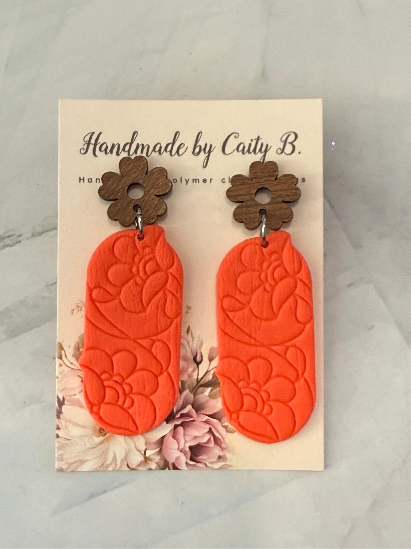 floral pattern with wooden floral tops