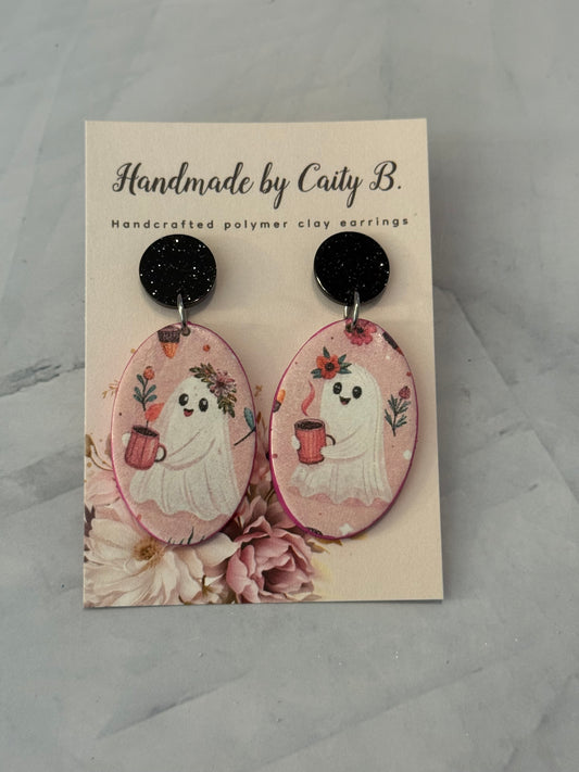 coffee ghosts oval shape with sparkle black tops