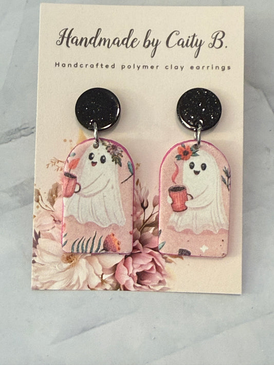 ghost coffee dangles with sparkle black tops