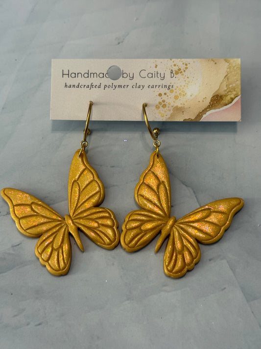 golden sparkle butterfly dangles