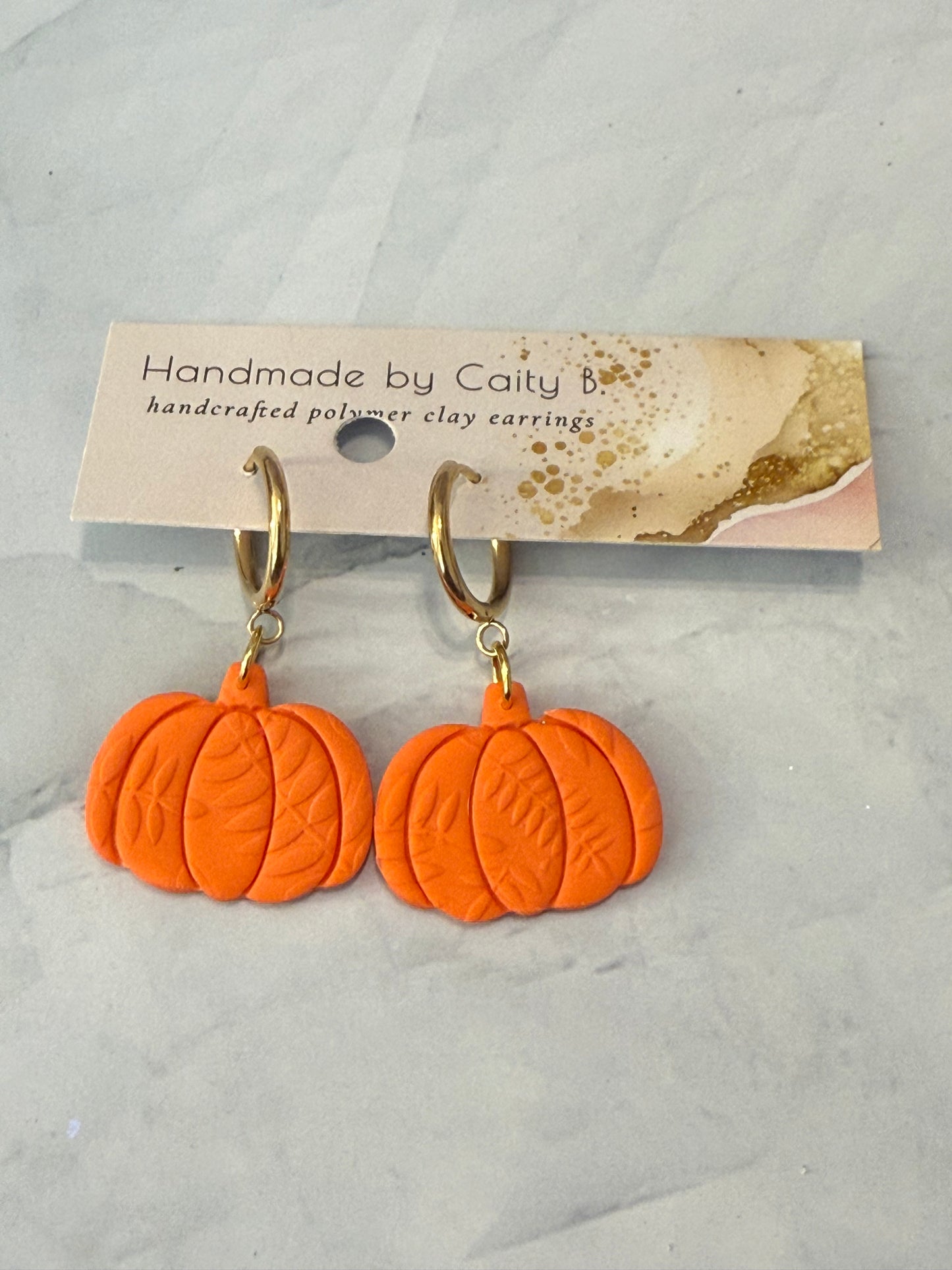 Textured Pumpkin Hoop Dangles