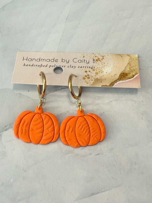 Textured Pumpkin Hoop Dangles