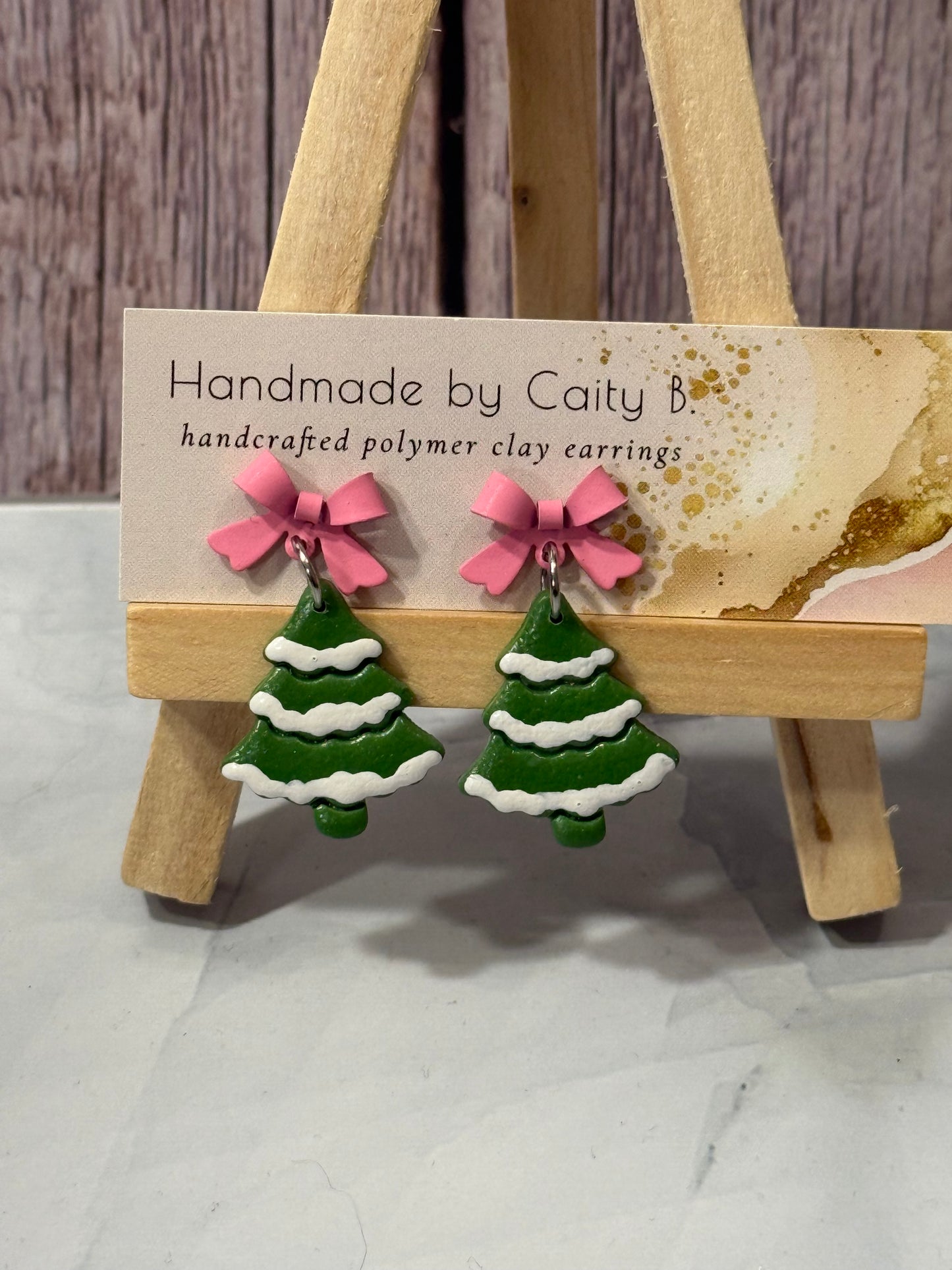Christmas Trees with Pink Bow Tops