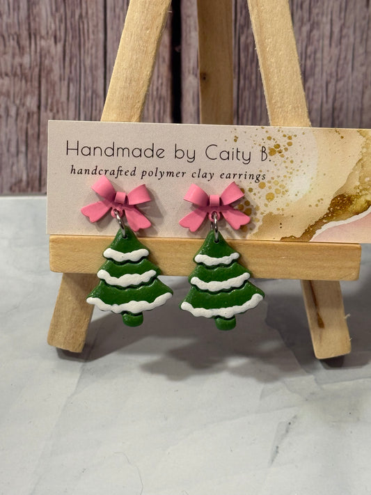 Christmas Trees with Pink Bow Tops