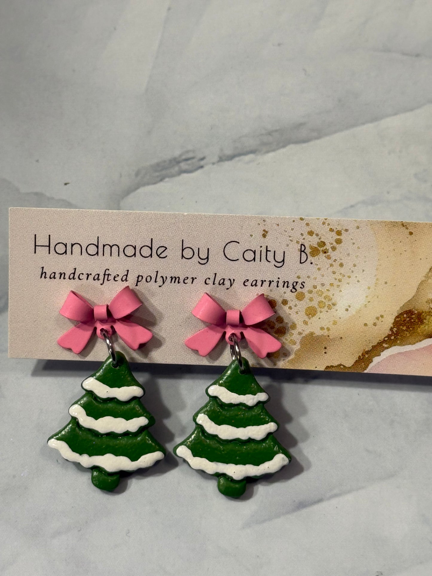 Christmas Trees with Pink Bow Tops