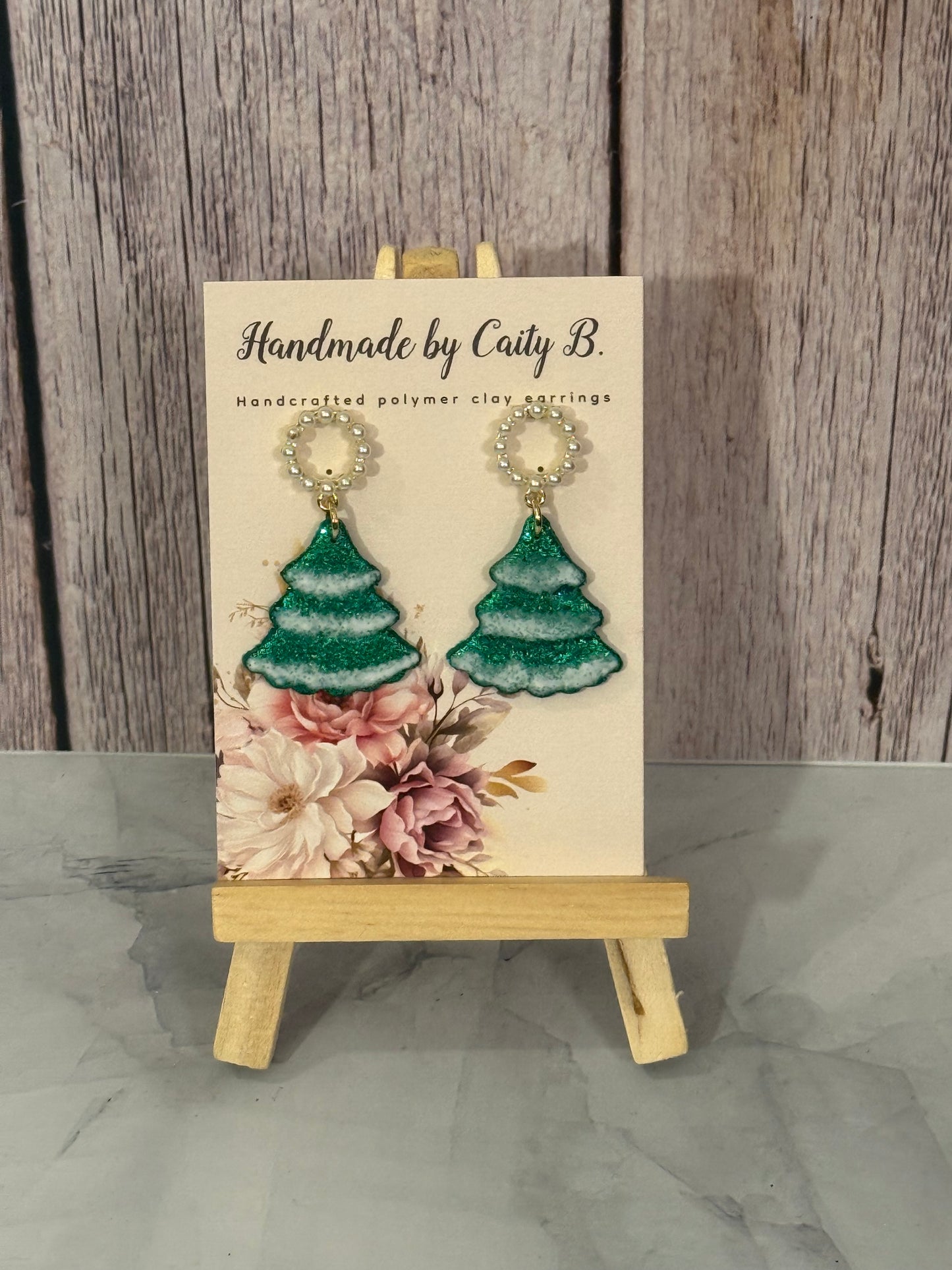 Frosted Christmas Trees with Circle Pearl tops