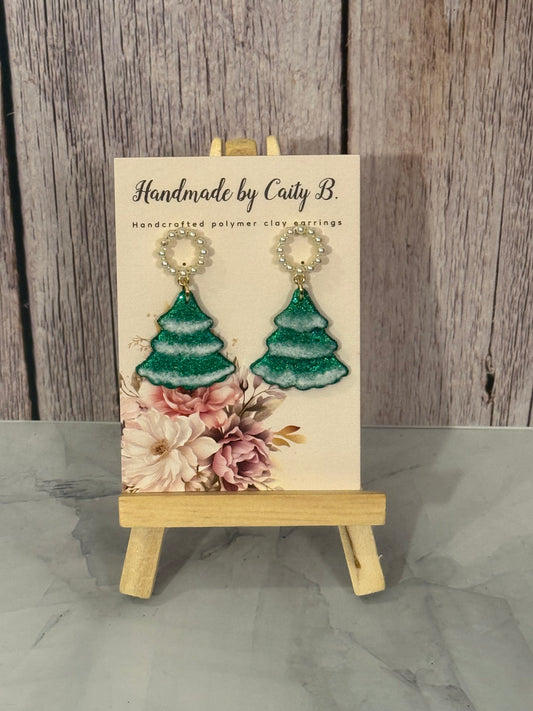 Frosted Christmas Trees with Circle Pearl tops