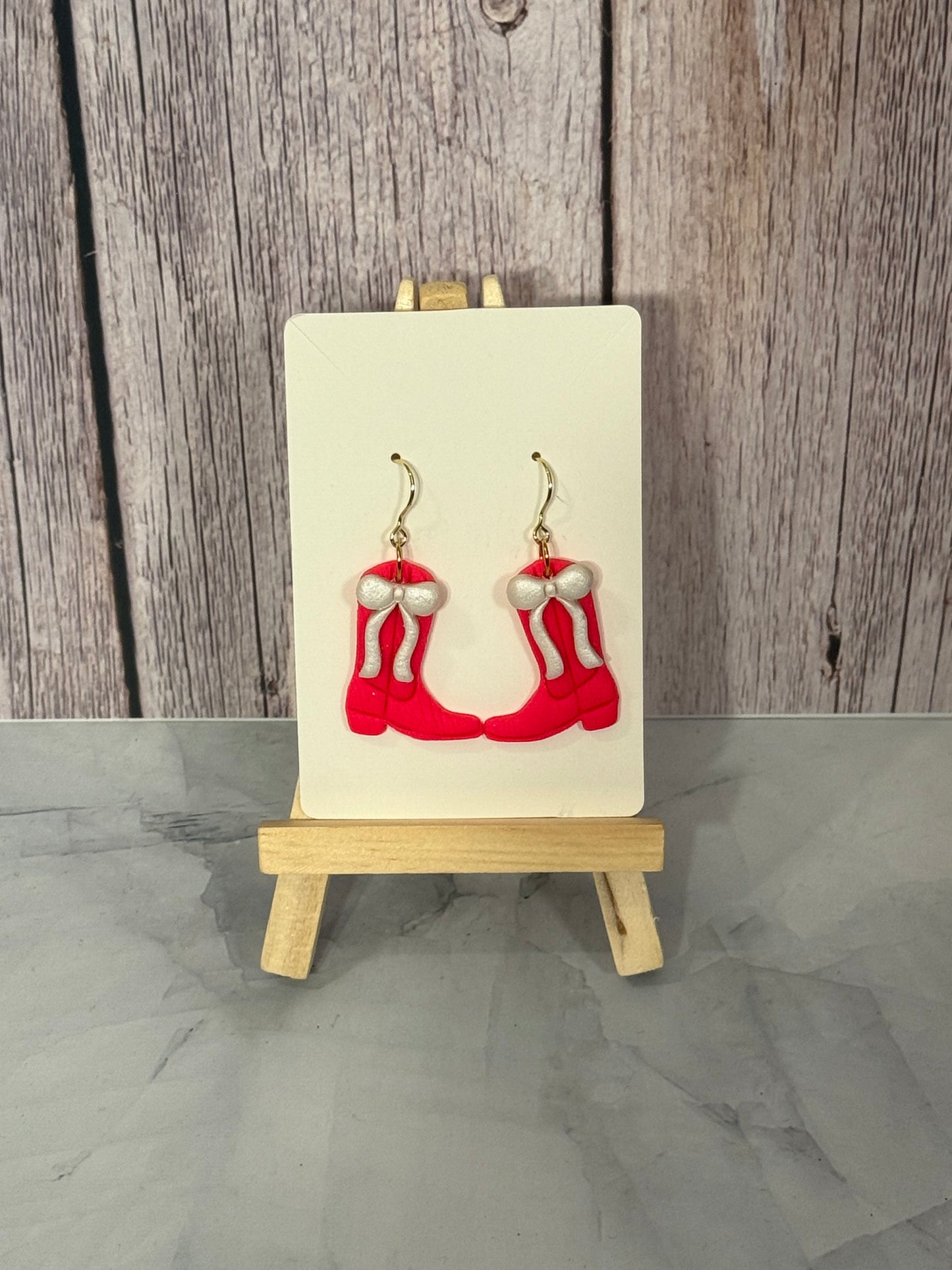 Neon Pink Cowboy Boots with Shimmer Bows