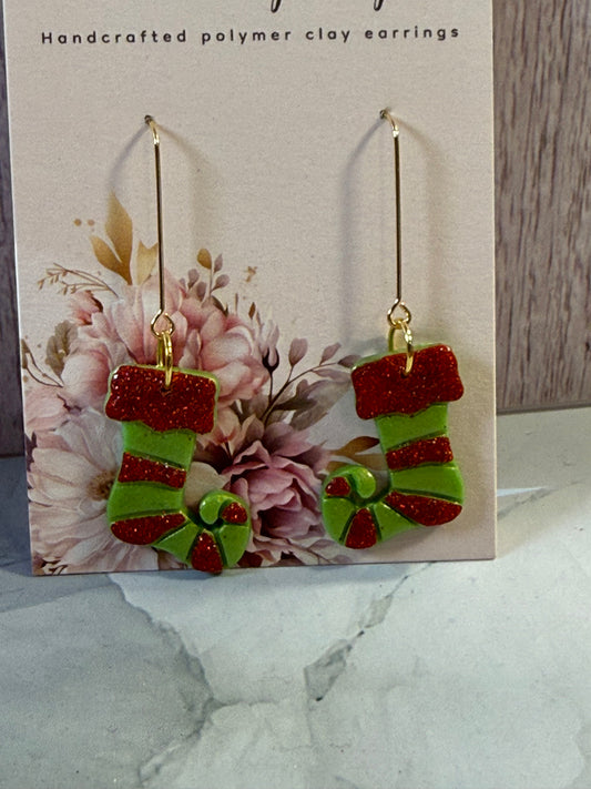 green and red glitter stockings
