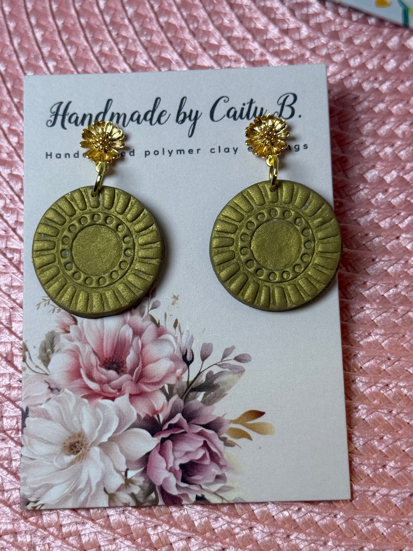 gold circle drop earrings