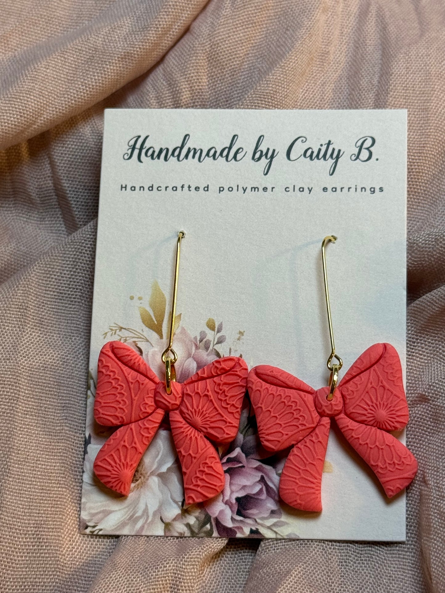 bow drop dangles with pattern