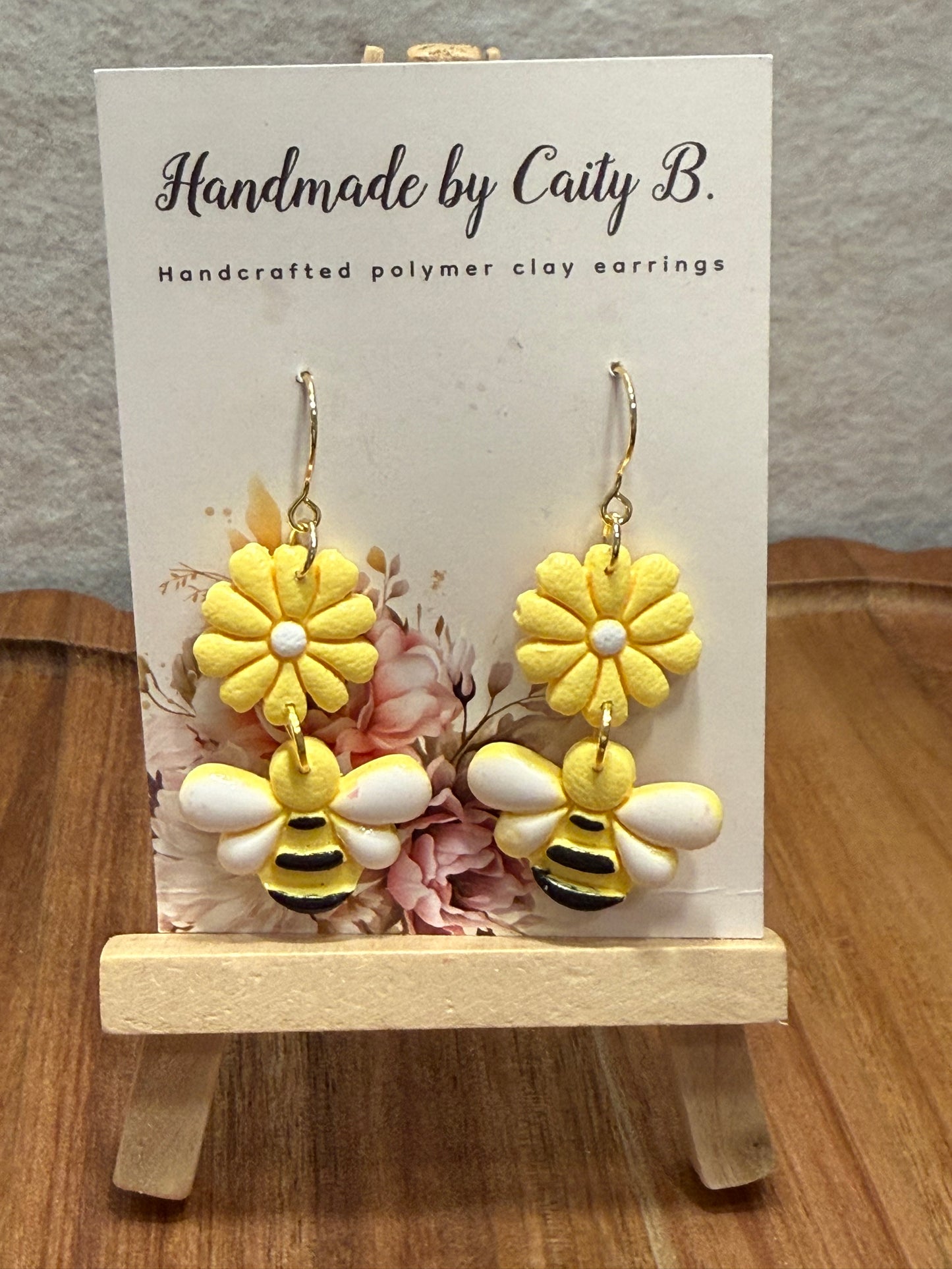 Floral Bees with gold dangles