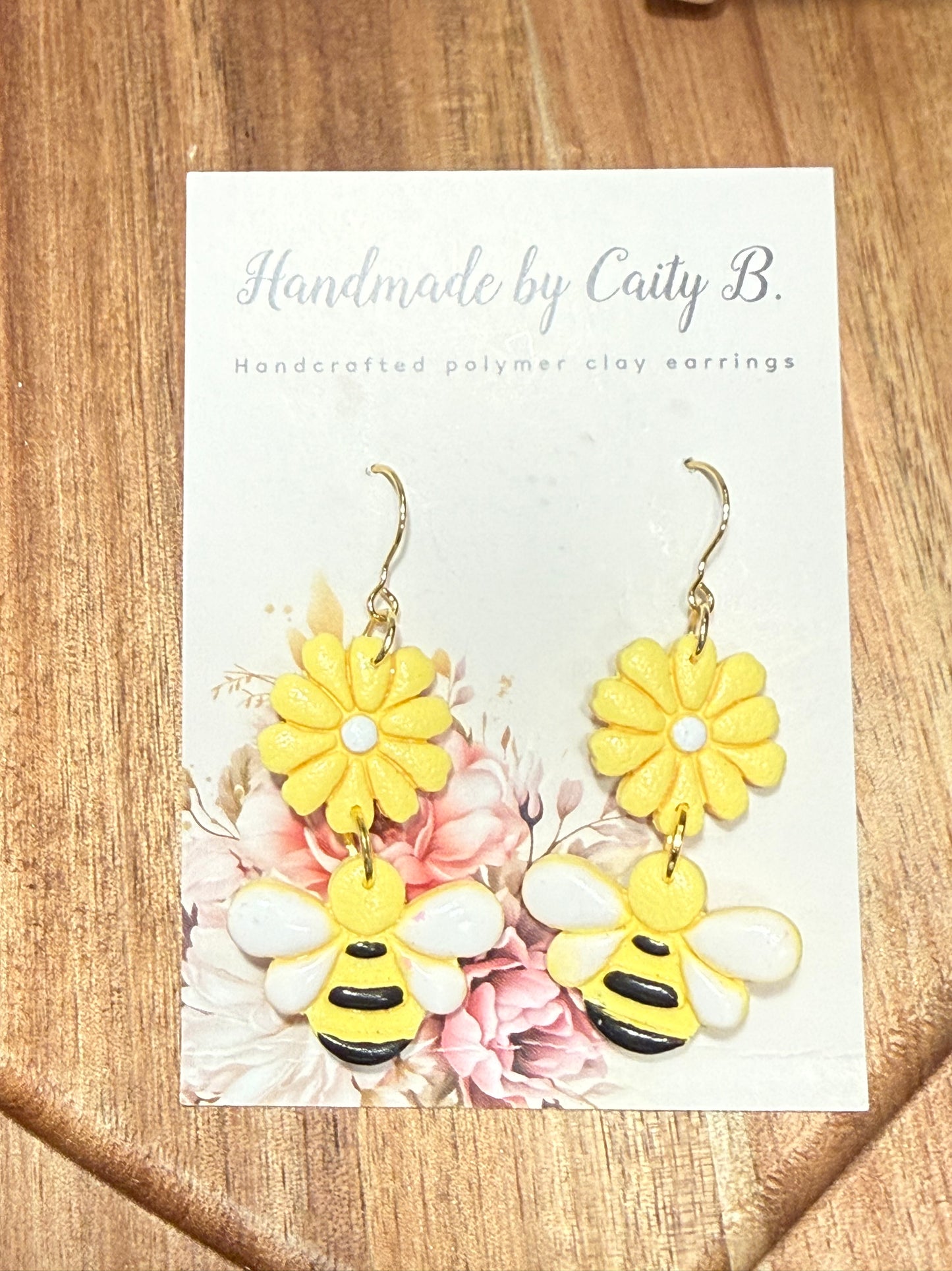Floral Bees with gold dangles