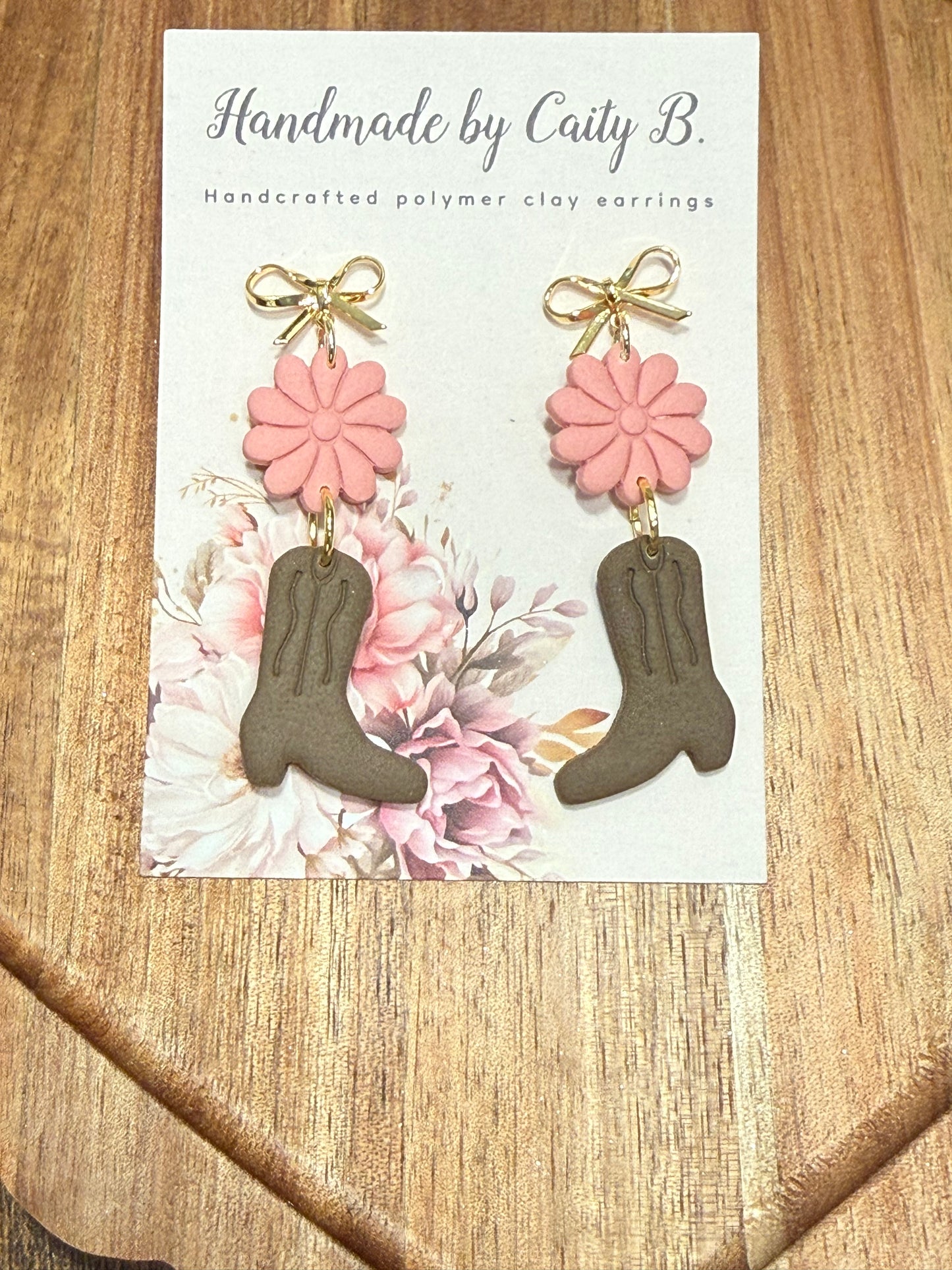 floral boots with gold bows