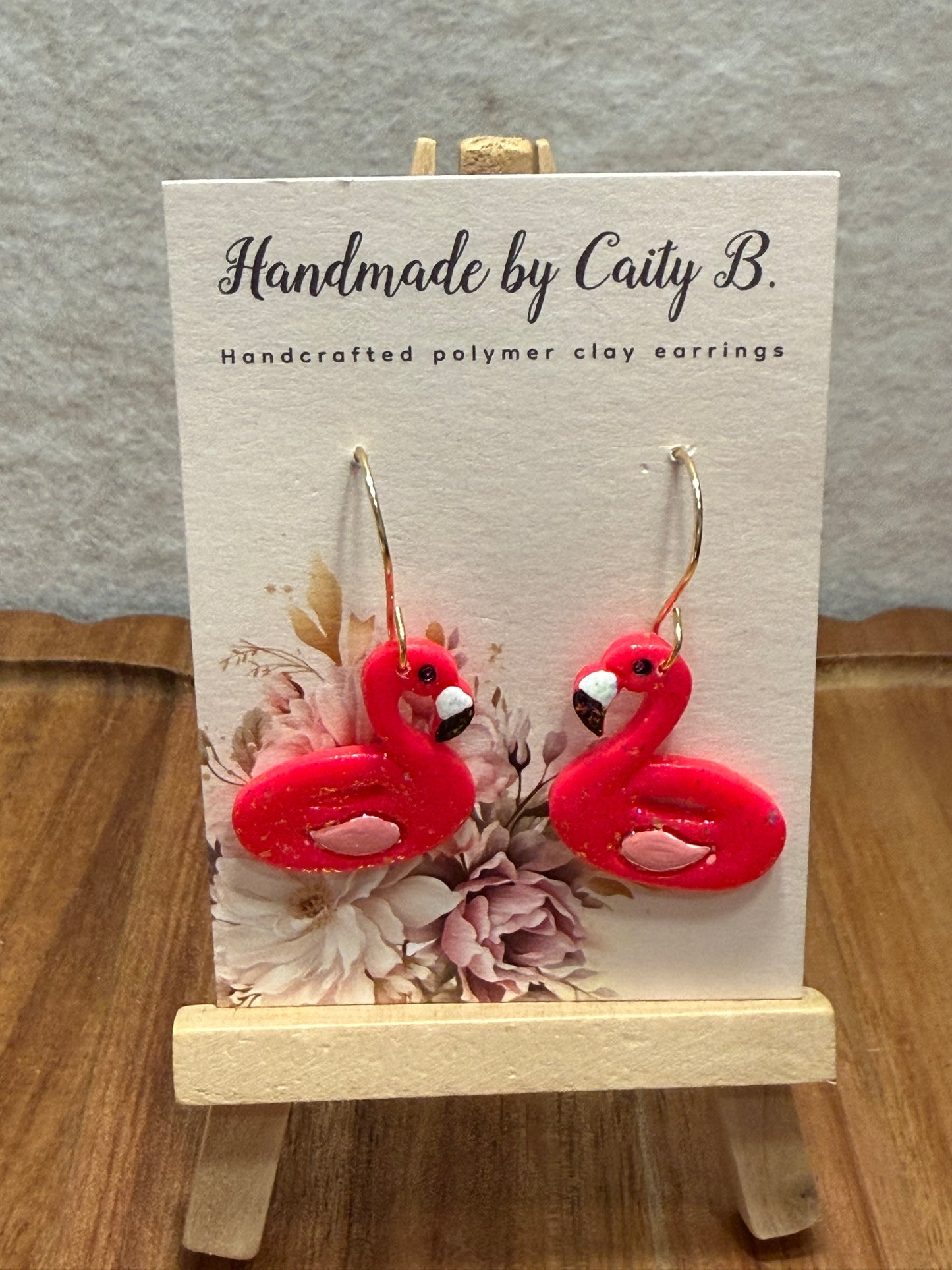 flamingo pool float gold dangles