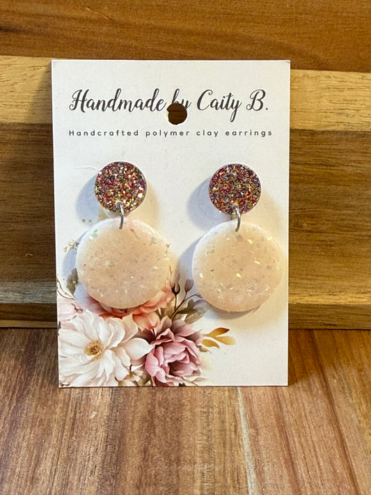 Opal circles with confetti stud tops