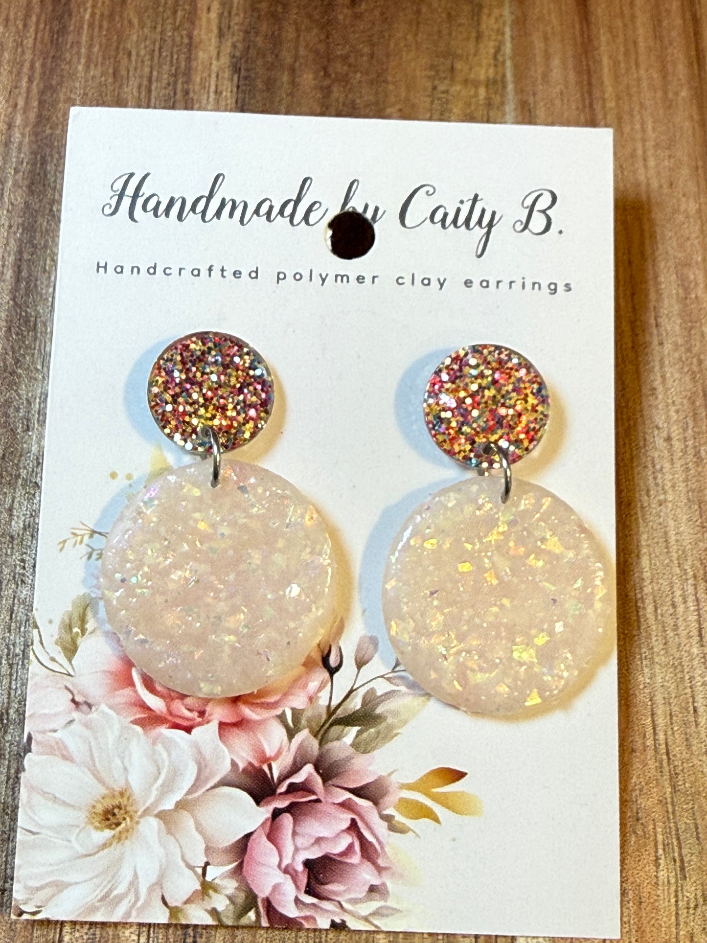Opal circles with confetti stud tops